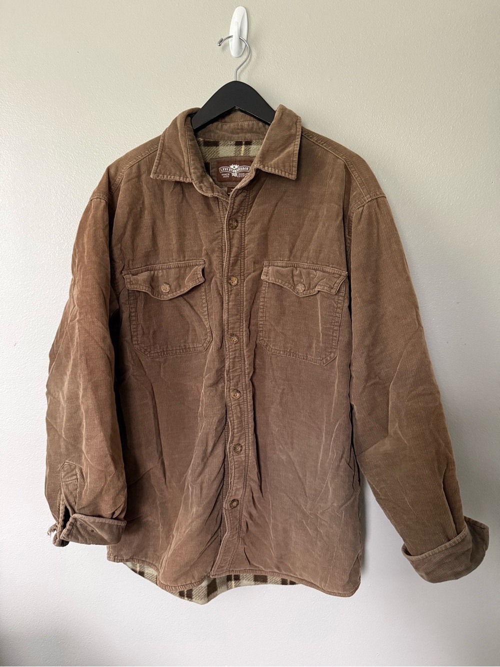 Levi Strauss & Co Men’s Brown Corduroy Fleece Lined Jacket Fall Ribbed Size Med
